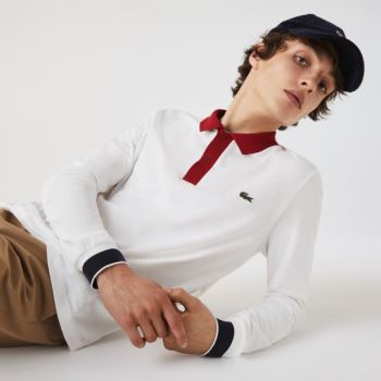 Lacoste Lacoste Regular Fit Made in France Polo Shirt - Polo Pánské Bílé / Tmavě Červené / Tmavě Bla